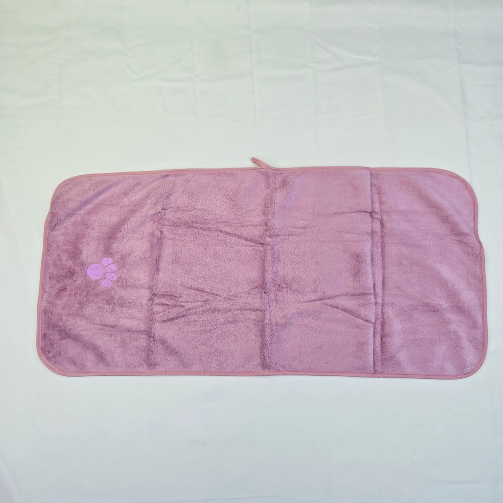 Unbranded Pet Microfiber Drying Towel OS Purple Paw Print Hanging Loop